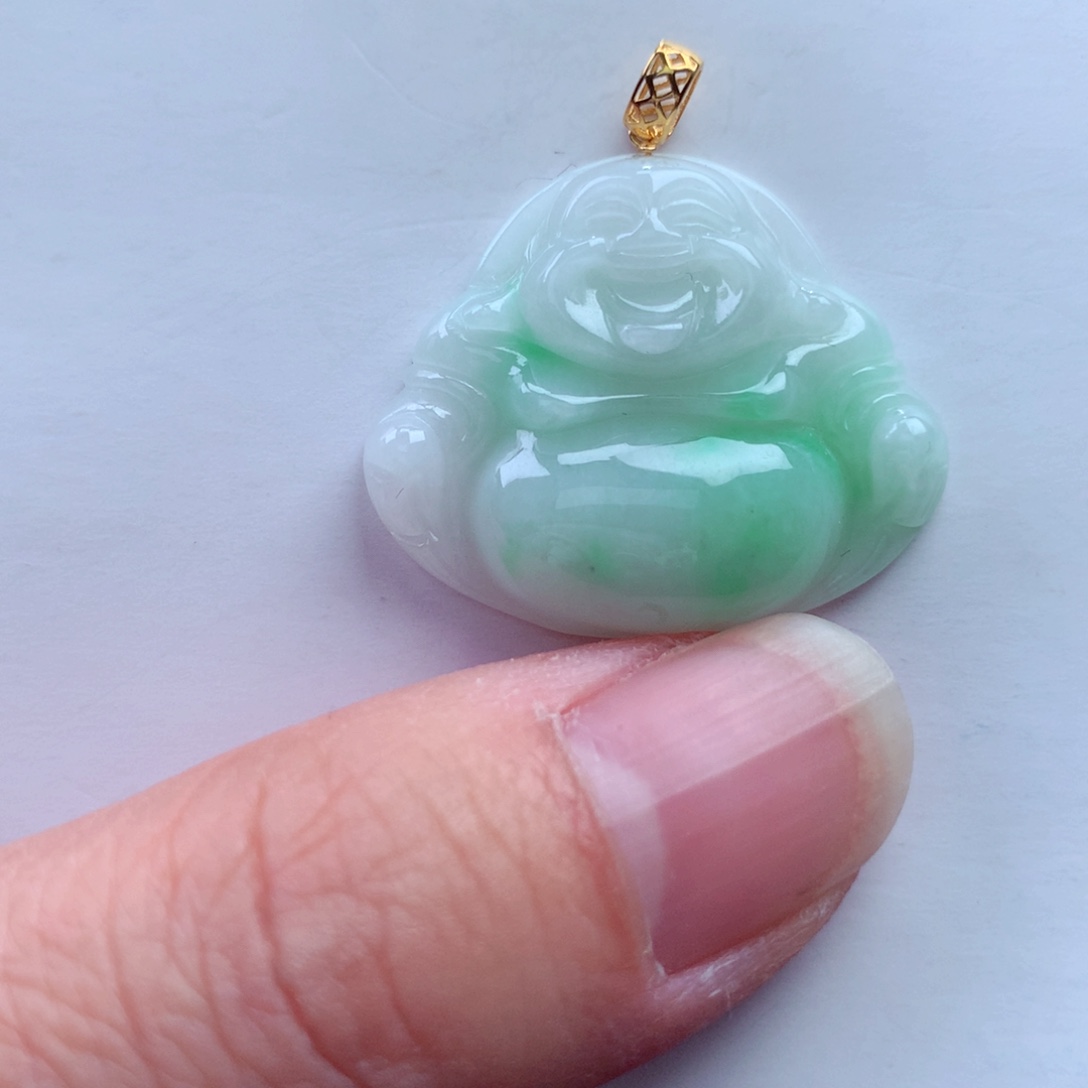 翡翠吊坠(不含链)18K金镶嵌