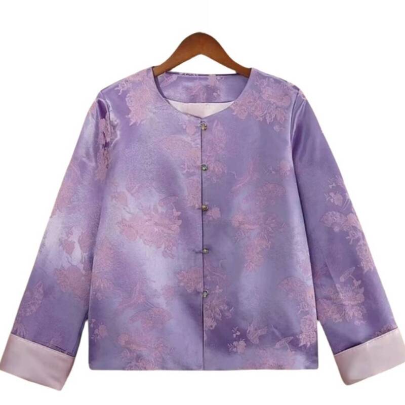 园园【华彩】新中式圆领提花气质百搭国风外套2024D0240