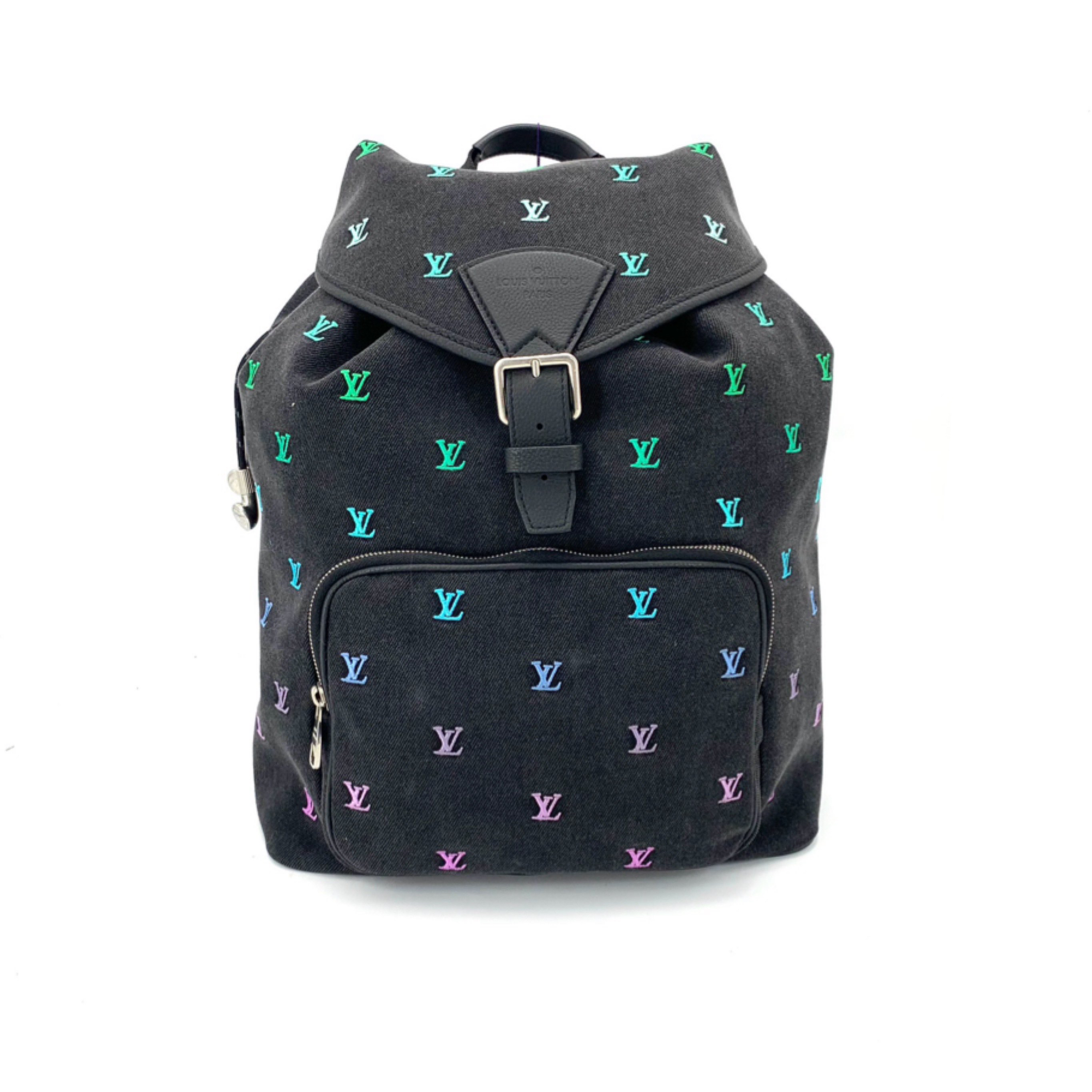 99新 LouisVuitton/路易威登 新款丹宁渐变刺绣炫彩双肩包 32/40