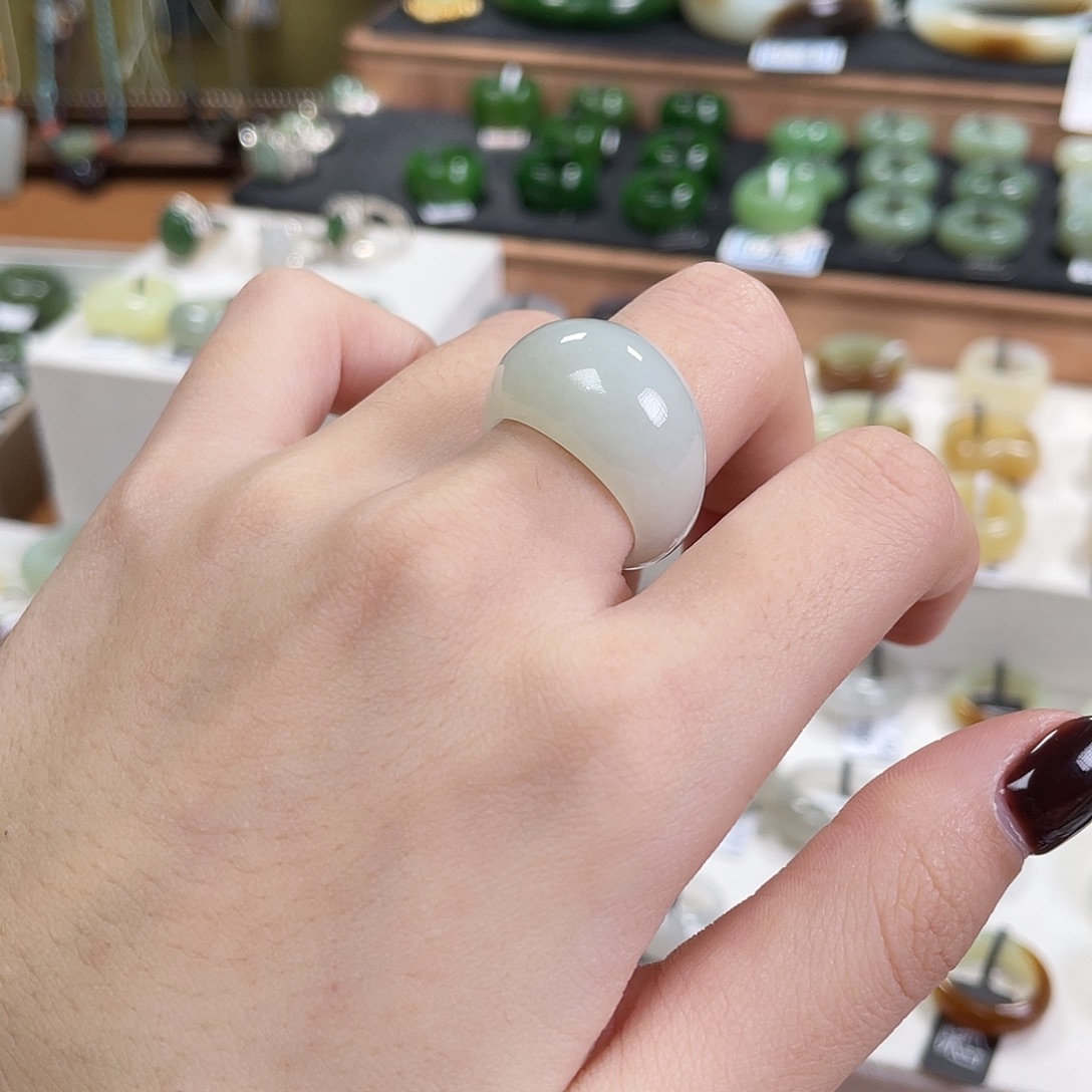 和田玉未镶嵌戒指11-内径17.3