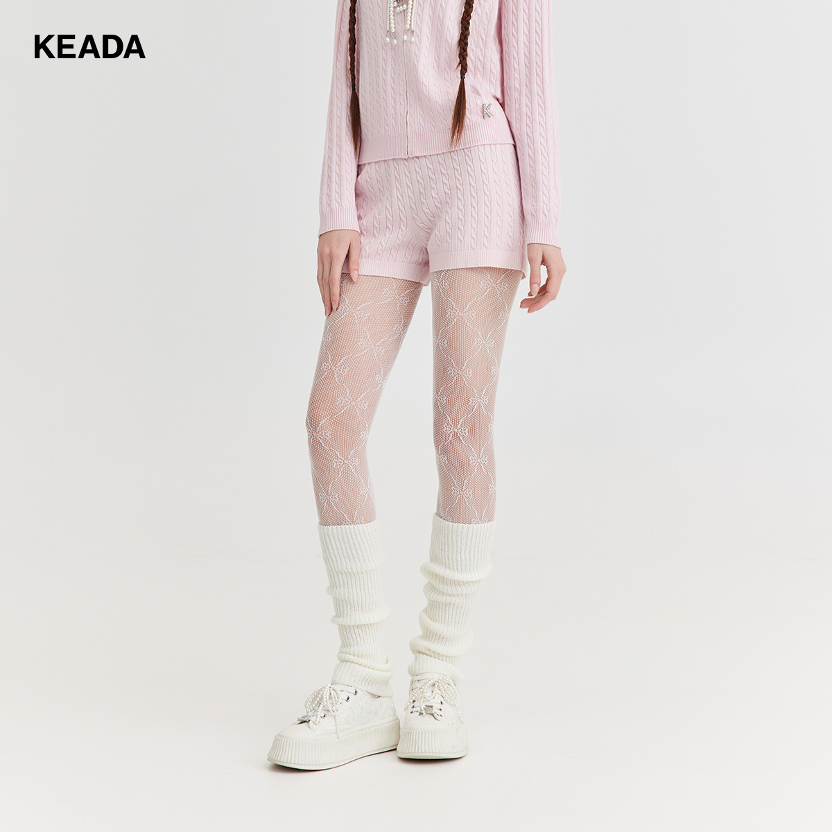 KEADA短裤粉色羊毛针织短裤女休闲裤温柔系穿搭KSN3SU1545