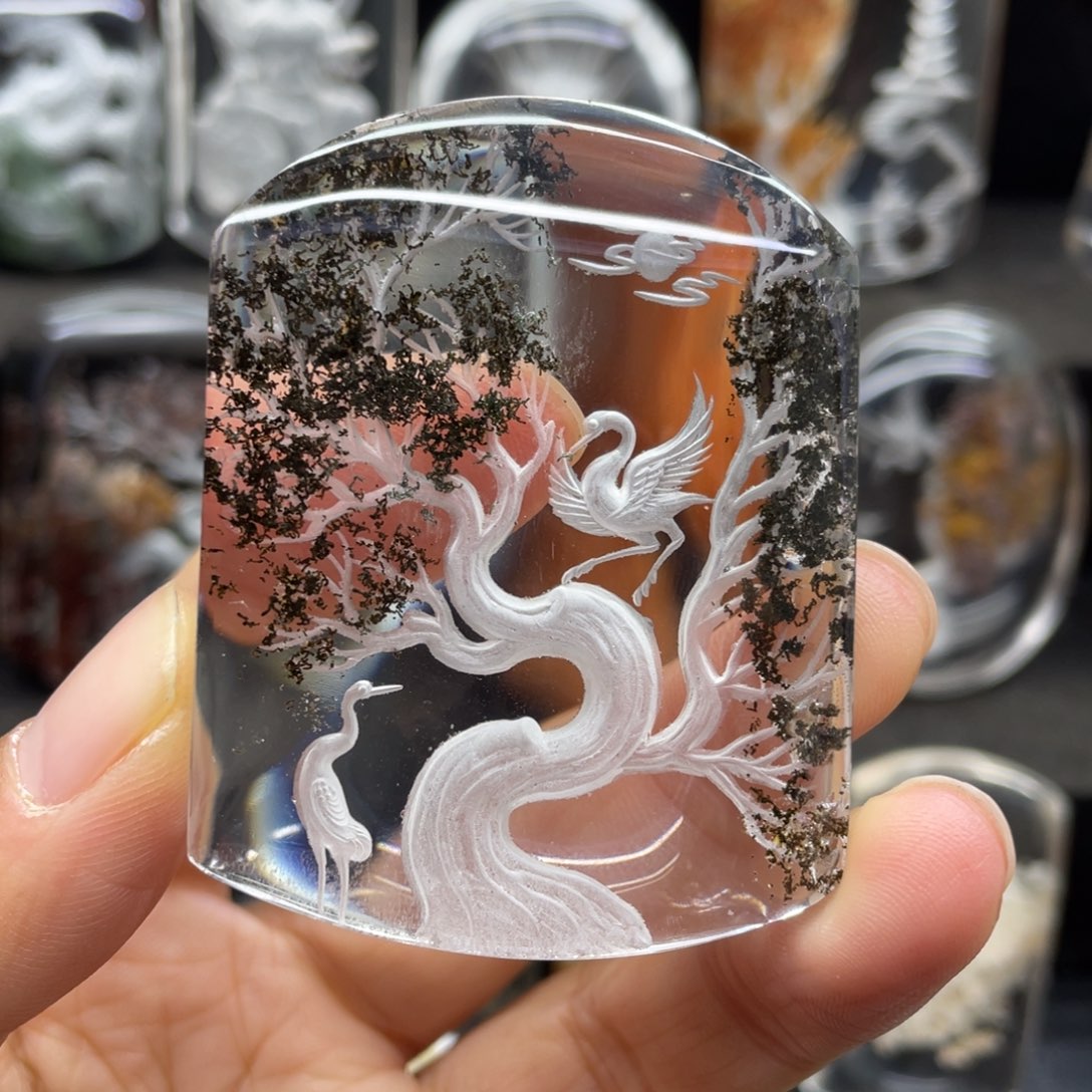 水晶吊坠未镶嵌鹤