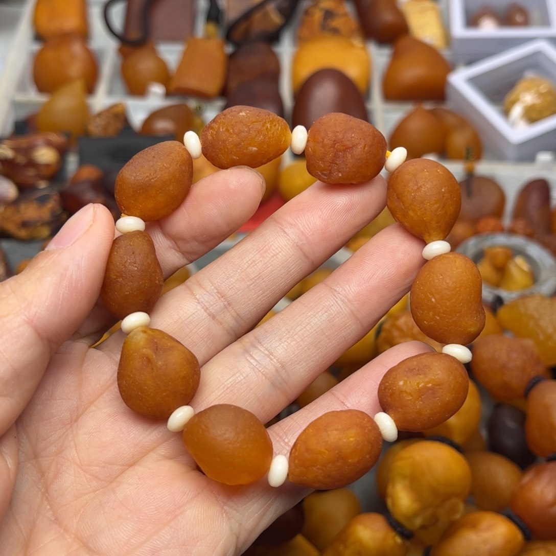 琥珀裸石未镶嵌天然蜜蜡手串