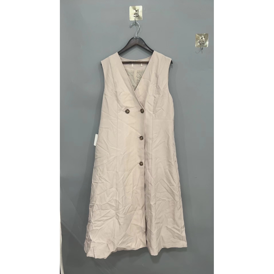 【Montendre】秋冬新款 时尚气质百搭V领排扣设计感纯色连衣裙