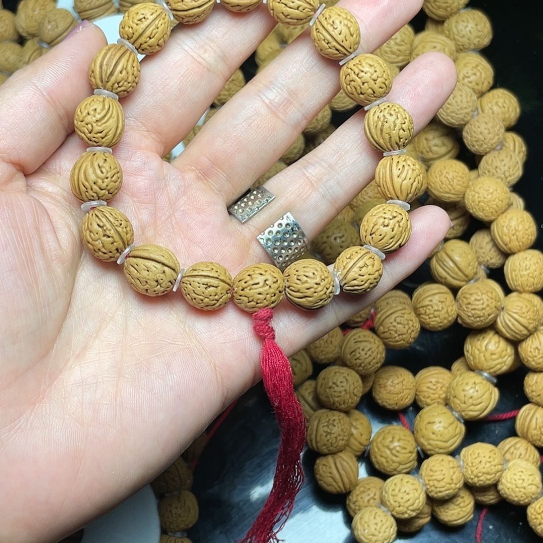 桃木潇*滒桃核手串12+野生小金豆子