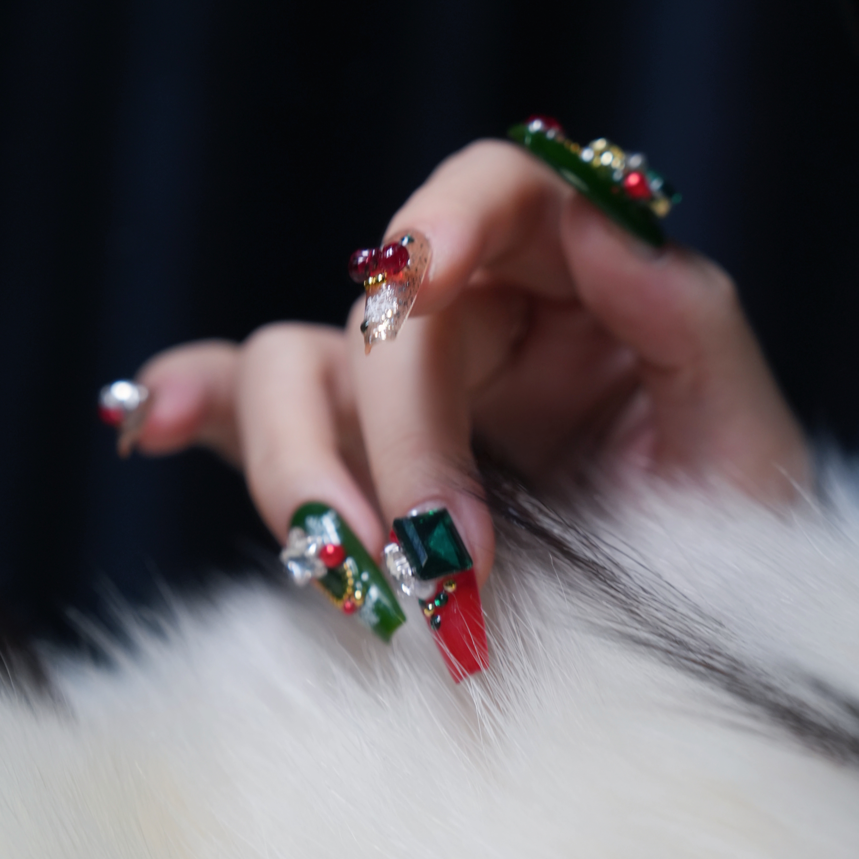 【圣诞系列】纯手工圣诞节可拆卸式可重复佩戴穿戴美甲甲片