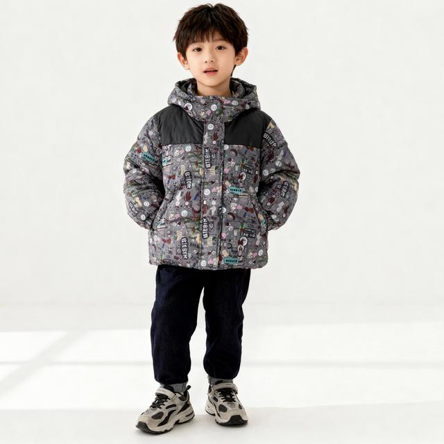 冬季保暖满印奥特曼撞色拼接印花双面穿外套