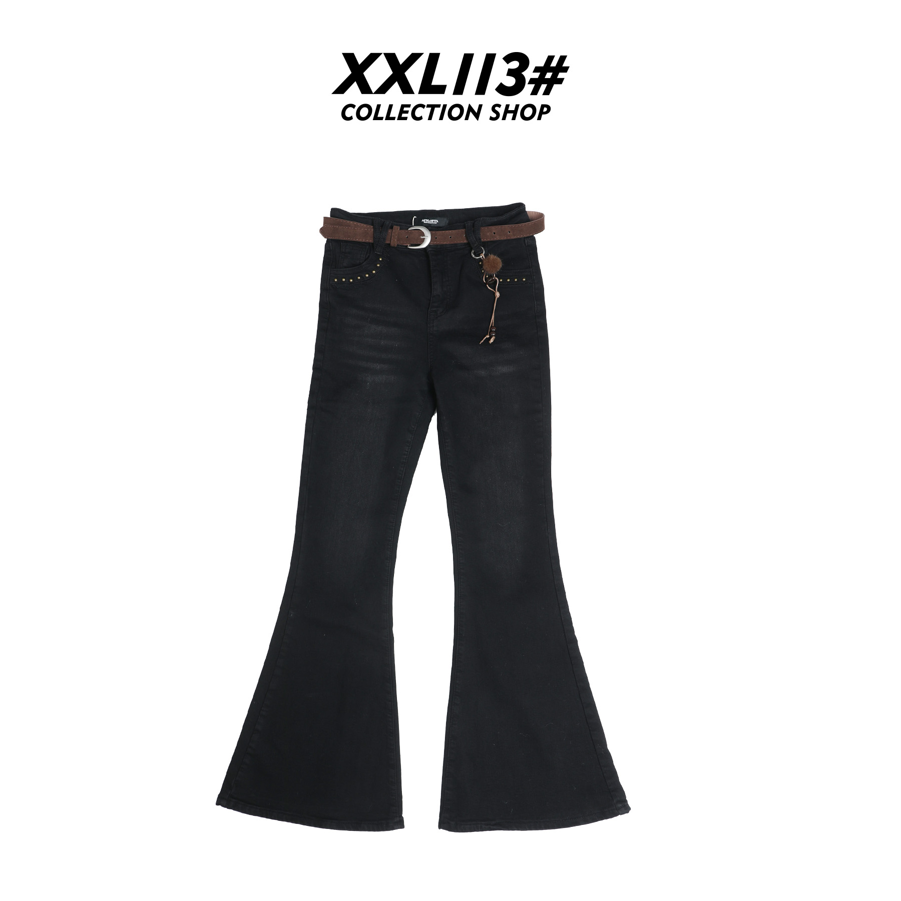 113* CENTRALIZED SHOP常规微喇叭高腰牛仔裤X5F09K7383