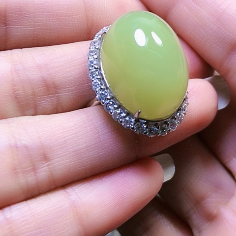 和田玉银S925镶嵌戒指