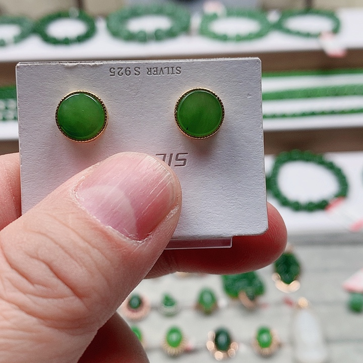 颈饰银S925镀金镶嵌和田玉