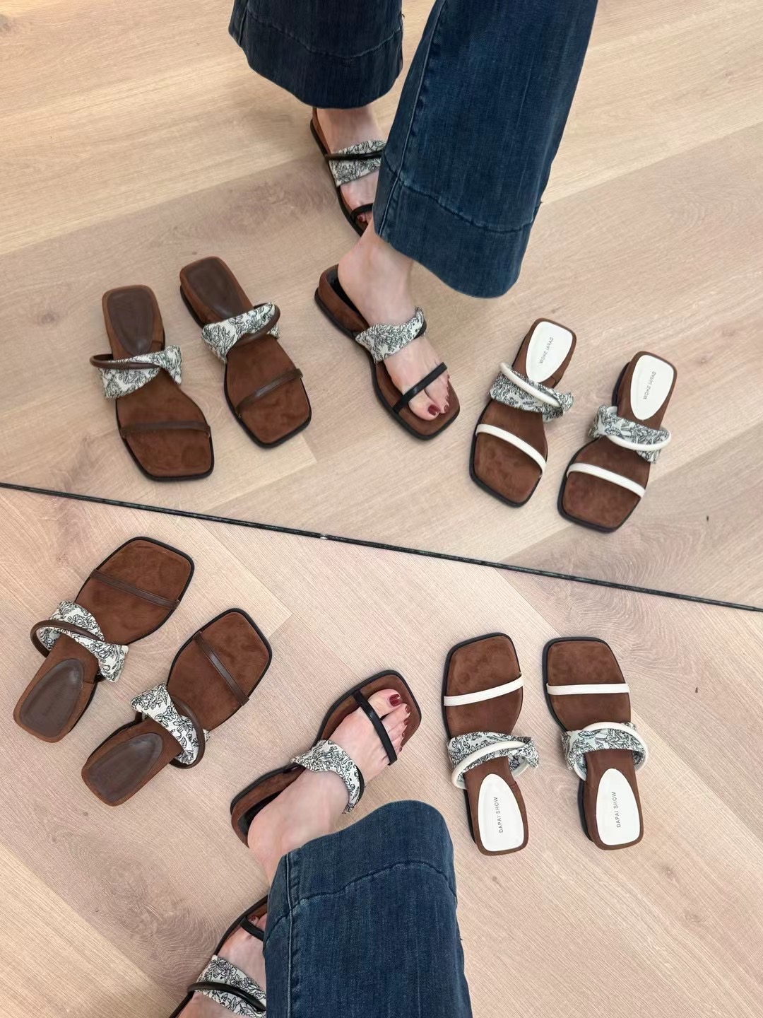 韩系高级感厚底外穿一字拖2025夏季新款网红休闲风复古方头凉拖鞋