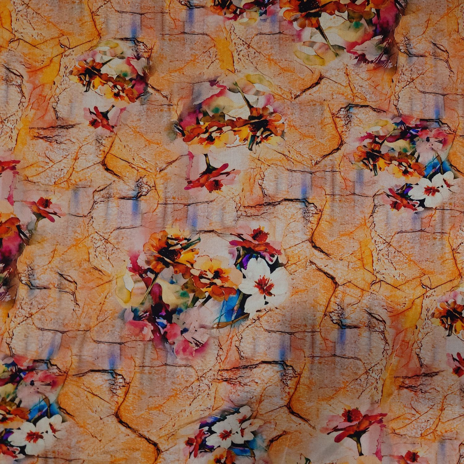 【棉绸.龟裂彩花】新款棉绸面料（三米包邮）