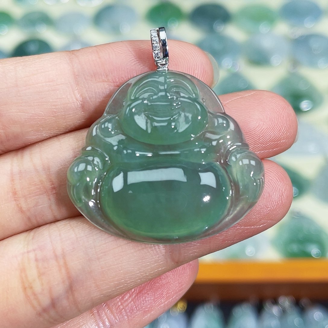 翡翠颈饰18K金镶嵌吊坠