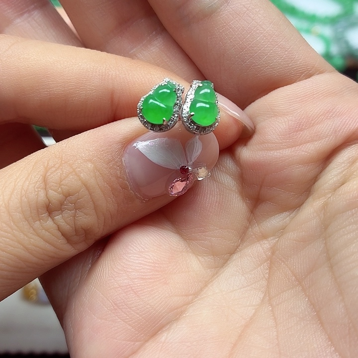 翡翠18K金镶嵌手链天然缅甸翡翠A货