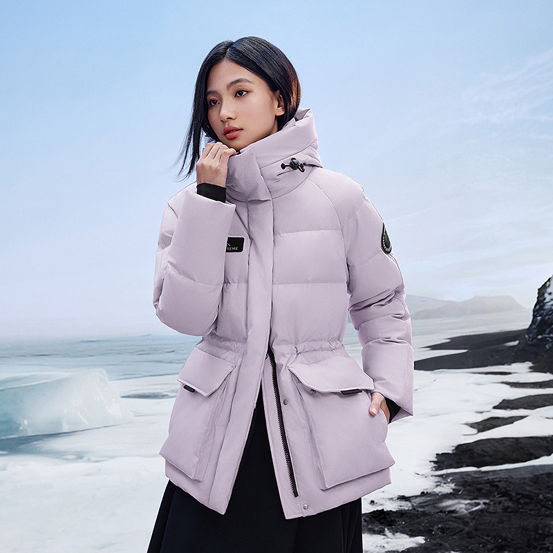 【2025新款极寒】波司登冬季新款女收腰短款极寒鹅绒保暖连帽羽绒服