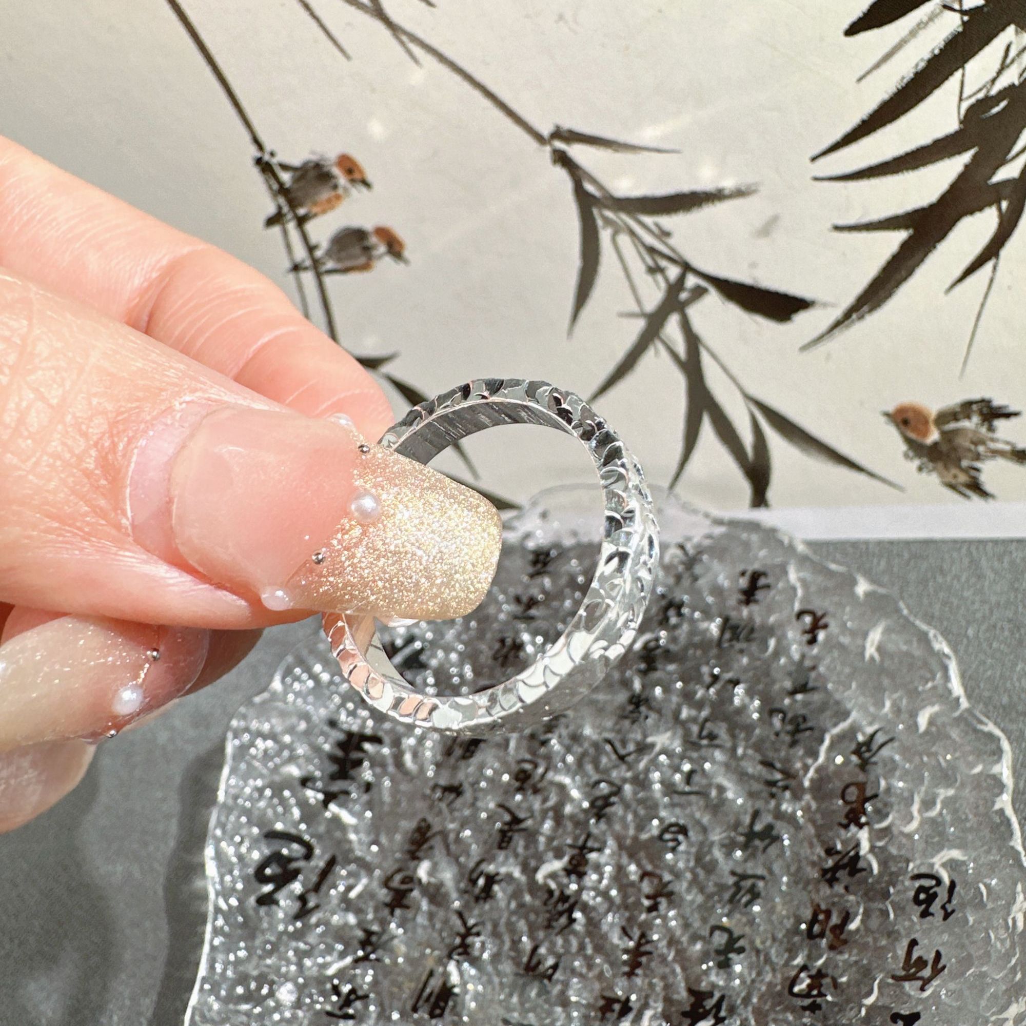 足银戒指 亮亮闪闪碎碎冰冰碎冰冰时尚轻奢情侣对戒