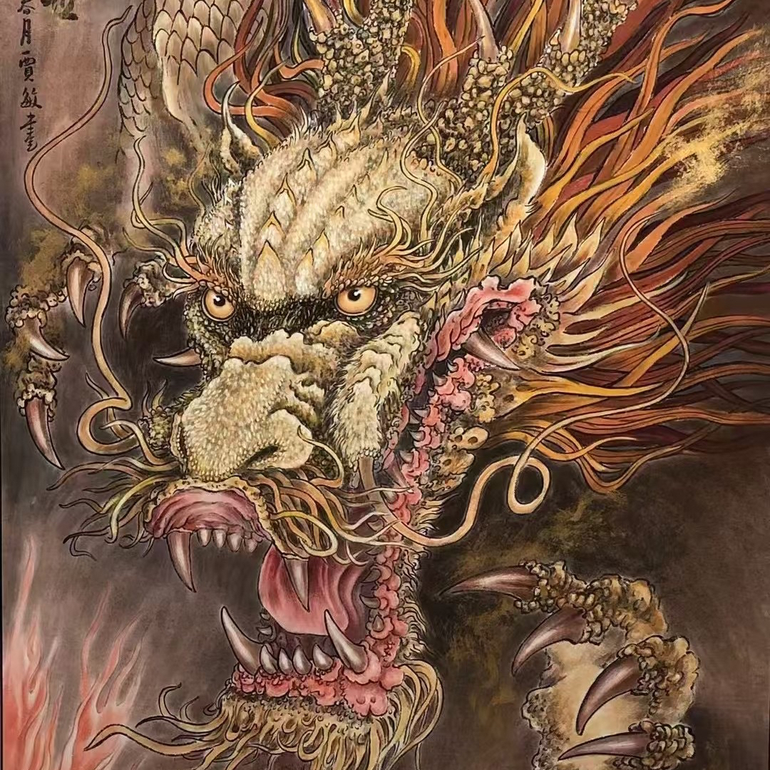 精品六尺龙腾盛世手绘国画