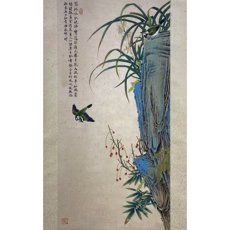 F14  《兰石图》》  92x44cm   纸本立轴