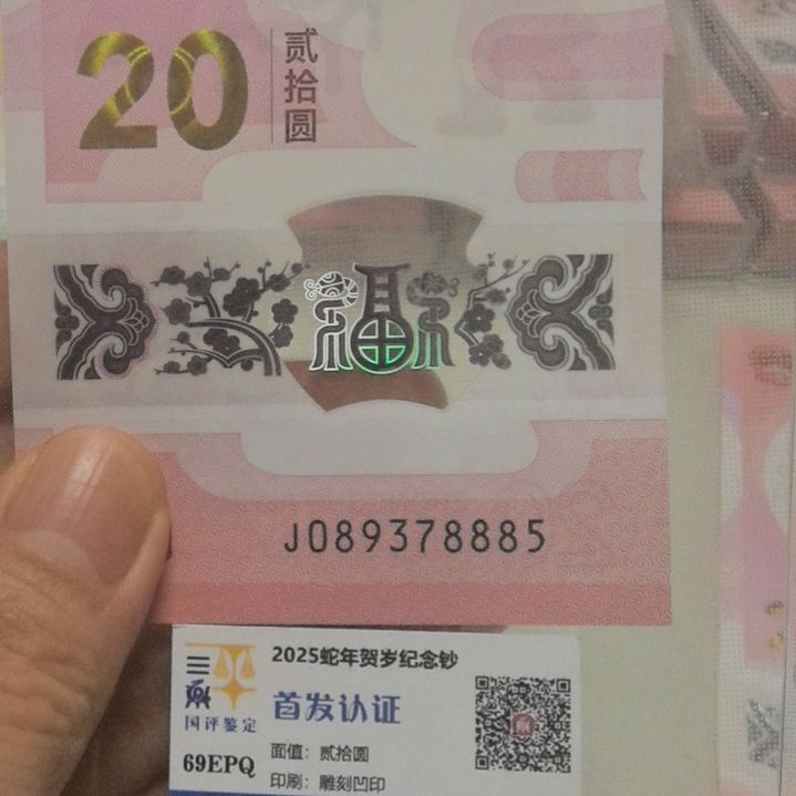 塑料蛇年生肖纪念钞全程无四8885