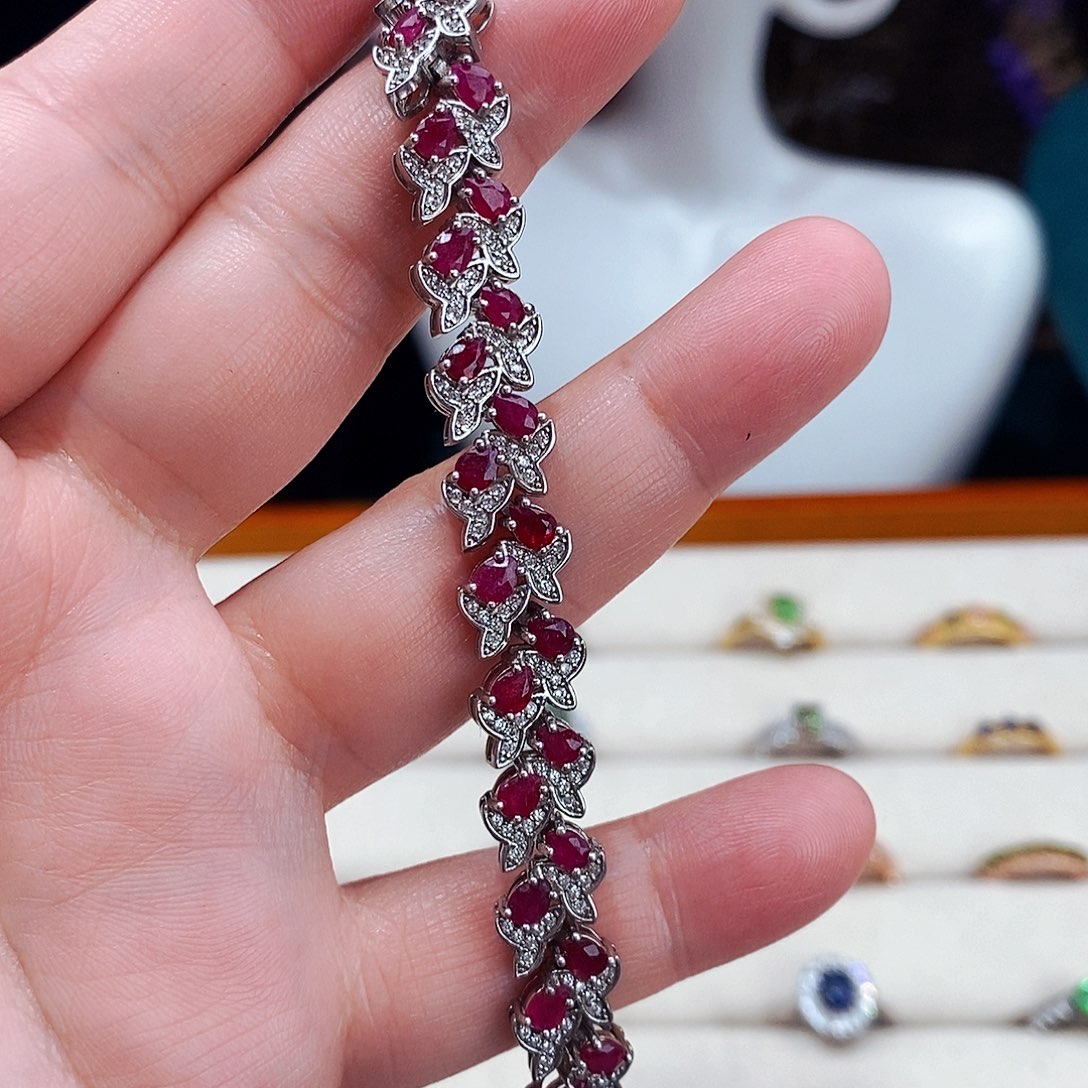 红宝石手链银S925镶嵌
