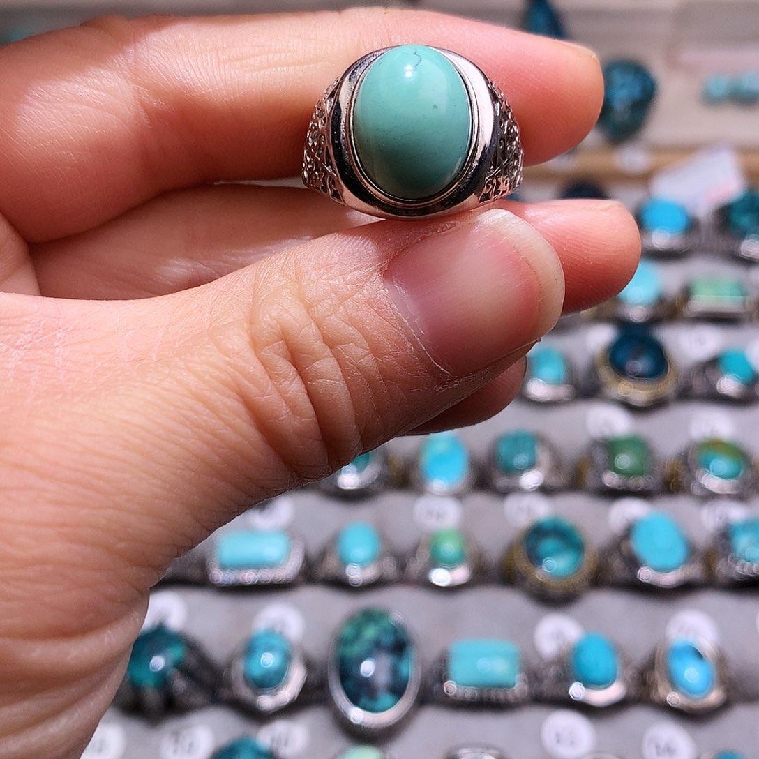 绿松石挂件银S925镶嵌