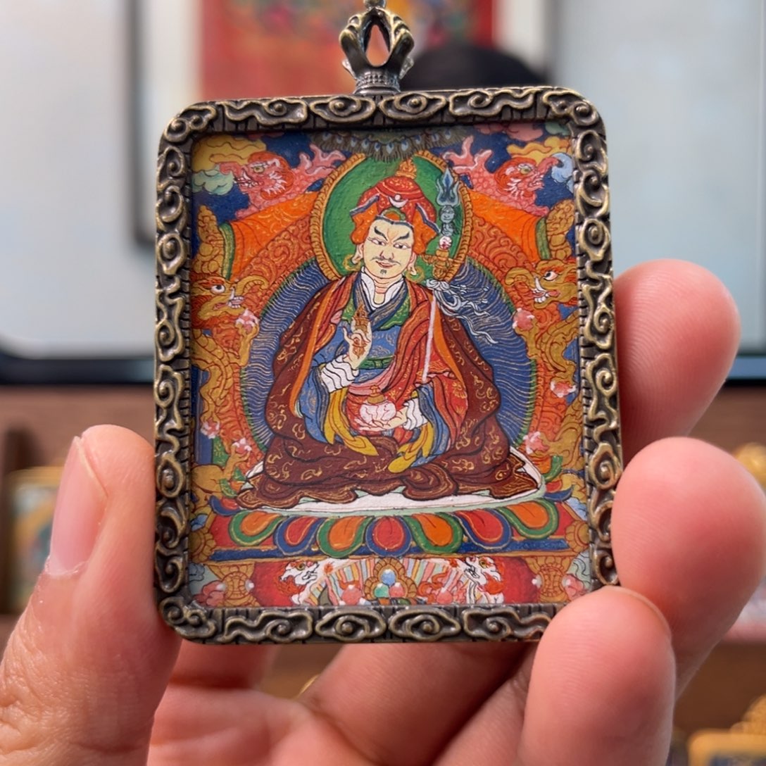 吊坠纯手绘真金矿料莲花生