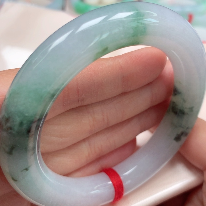 翡翠手镯未镶嵌胖圆水墨画21