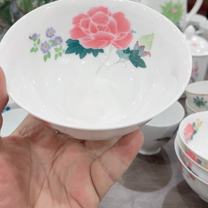 碟红芙蓉直径12.5厘米饭碗