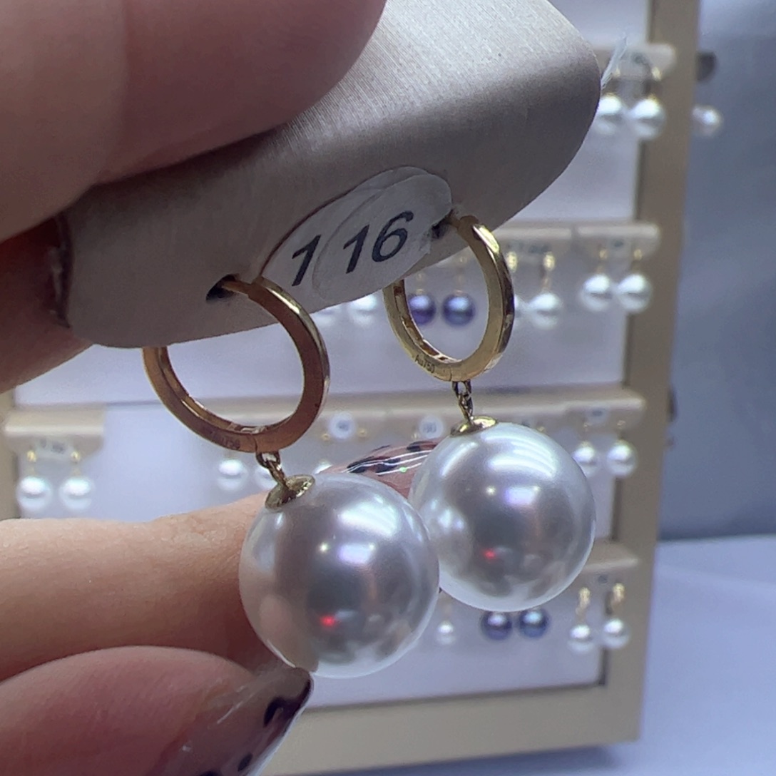 淡水珍珠耳饰18K金镶嵌