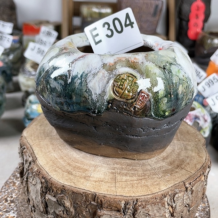 紫砂花盆小白孤品蛋壳内口6