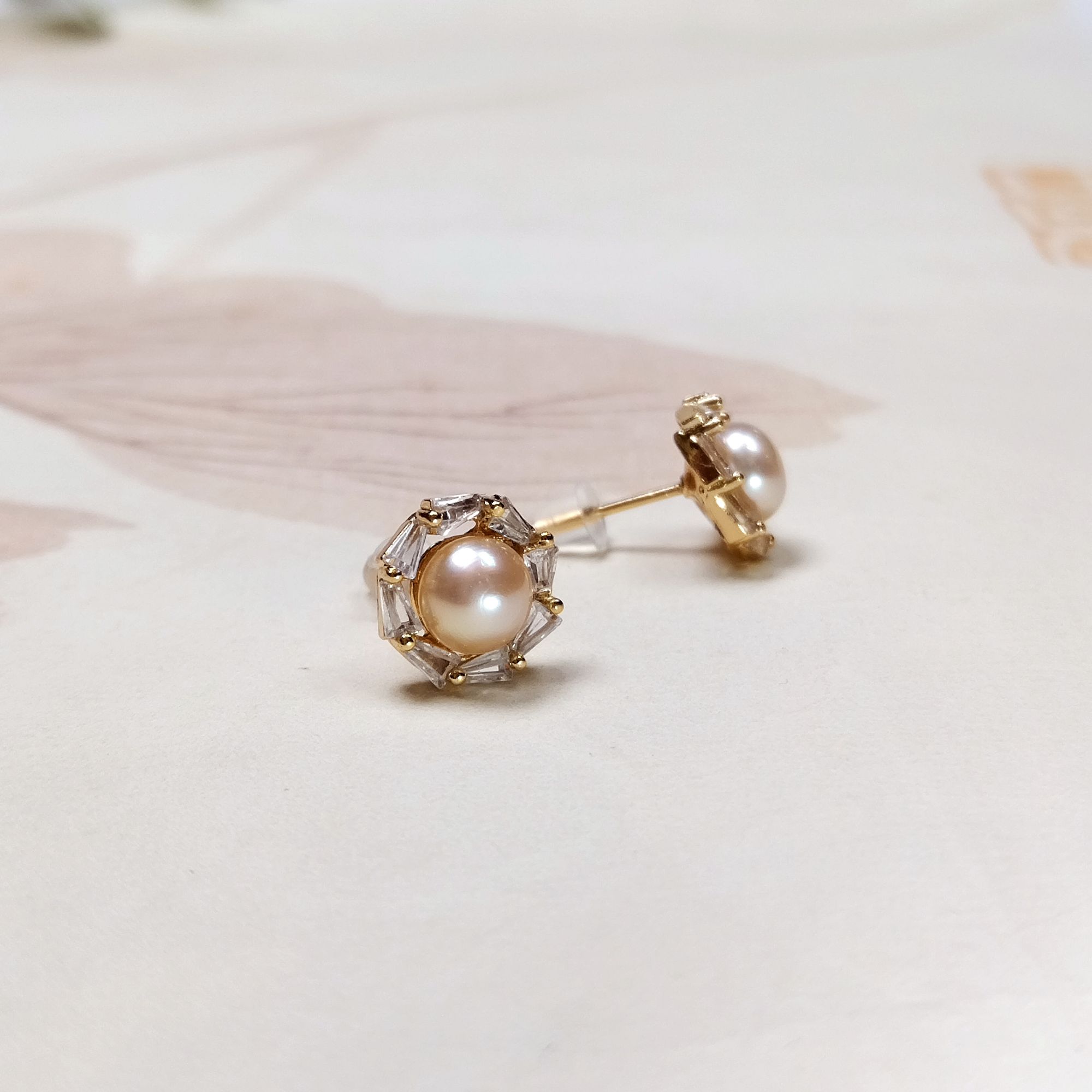 【侯总甄选】香槟黄淡水珍珠耳钉89