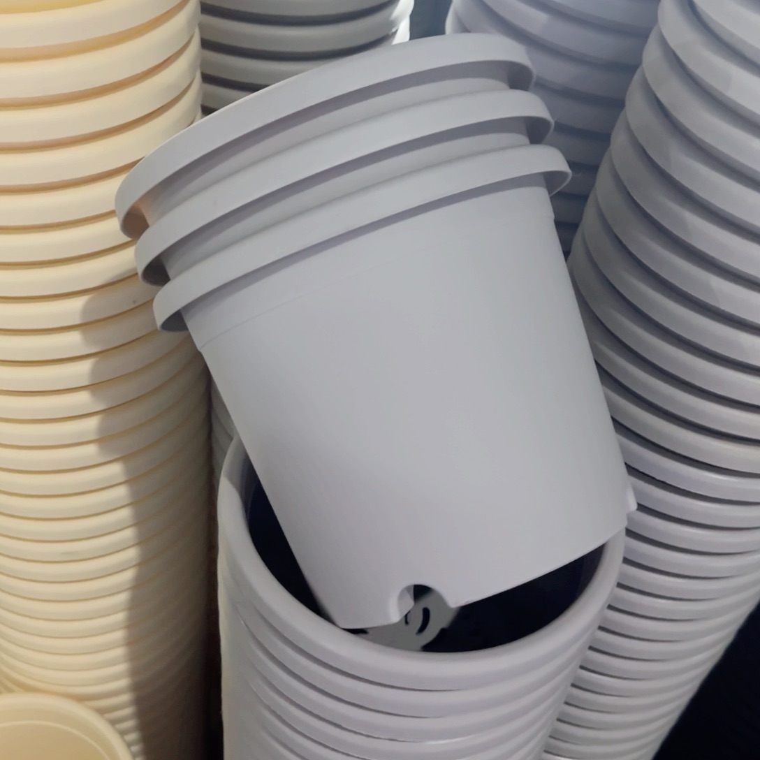 树脂四季盆3#无拖微瑕灰白10