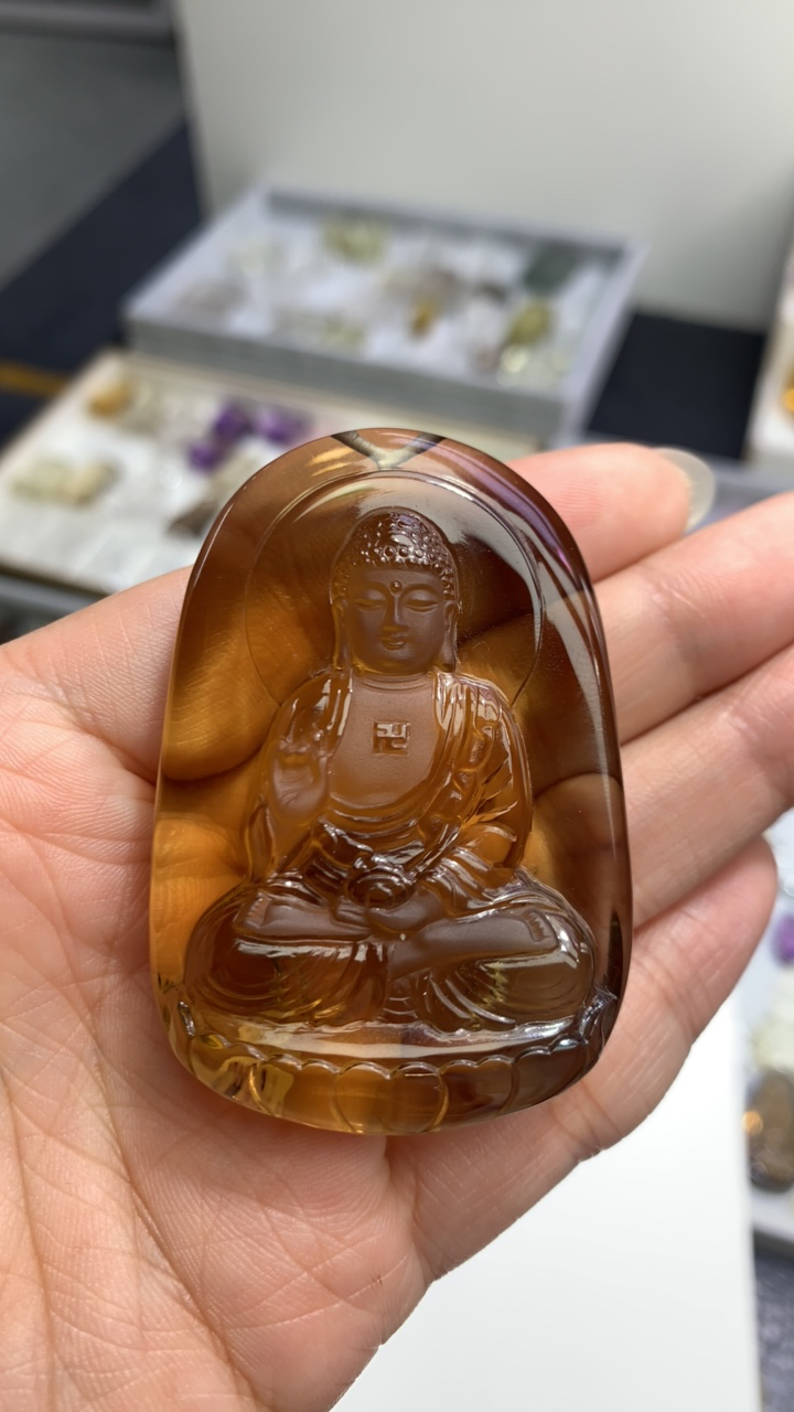 定制天然黄水晶吊坠