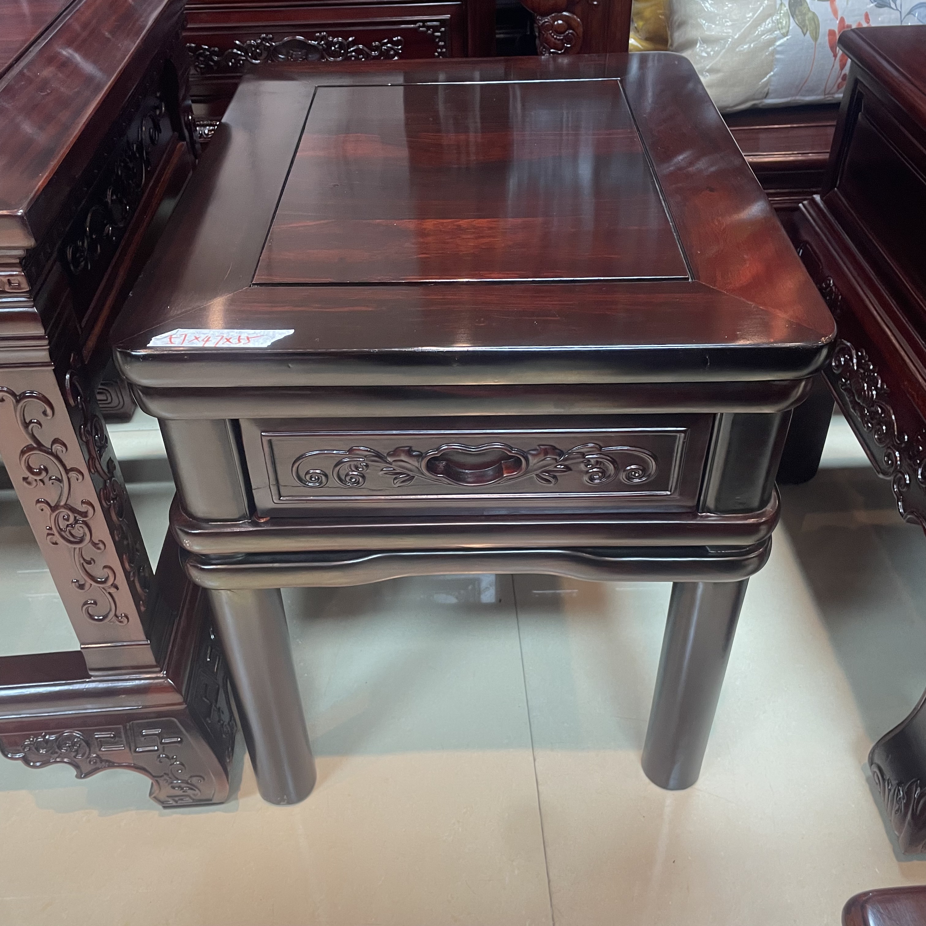 酸枝木 角几尺寸：长57宽47高55