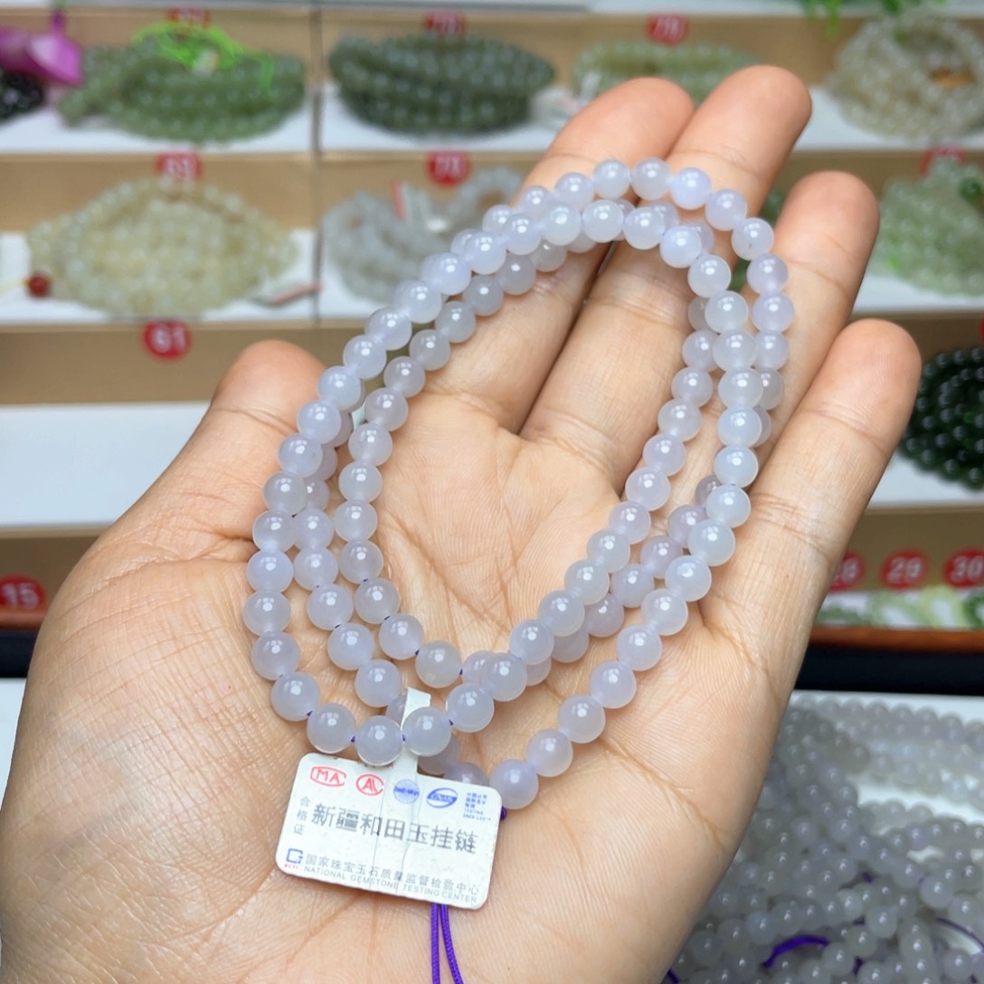 和田玉颈饰未镶嵌?*天6mm