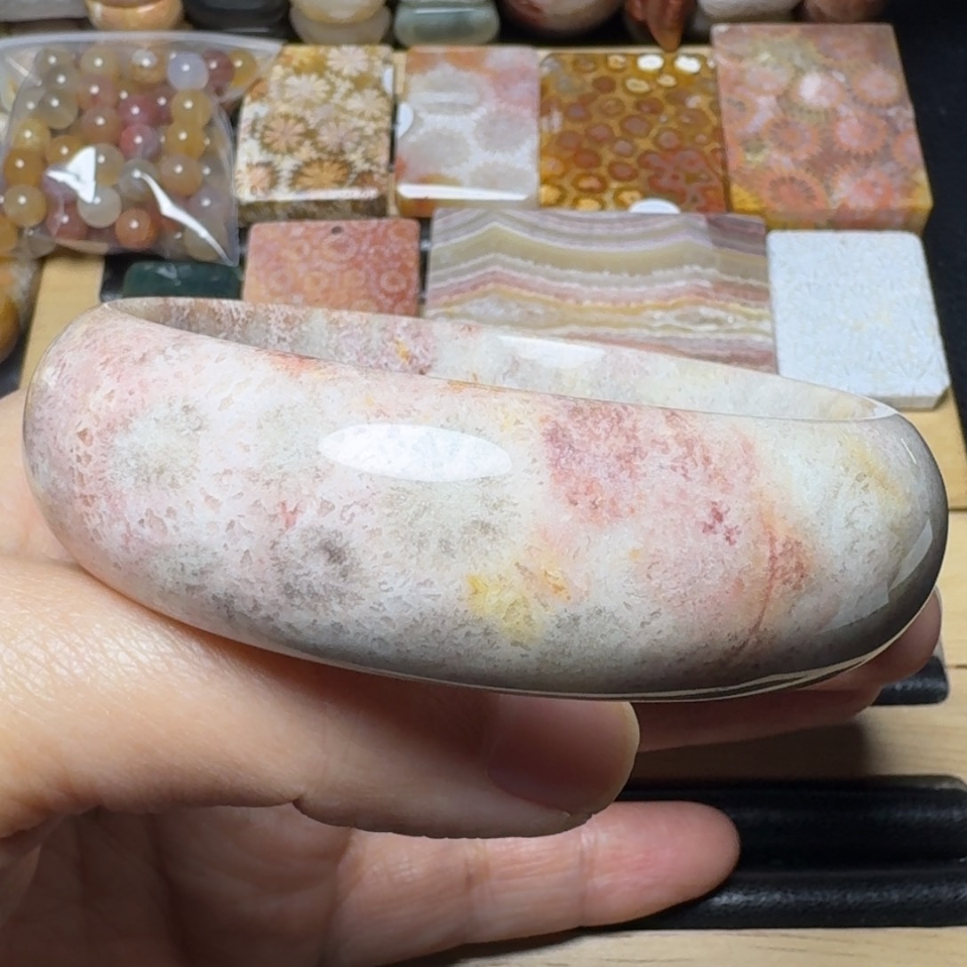 硅化玉63紫粉花可盘，190-11级券100未镶嵌茉**香