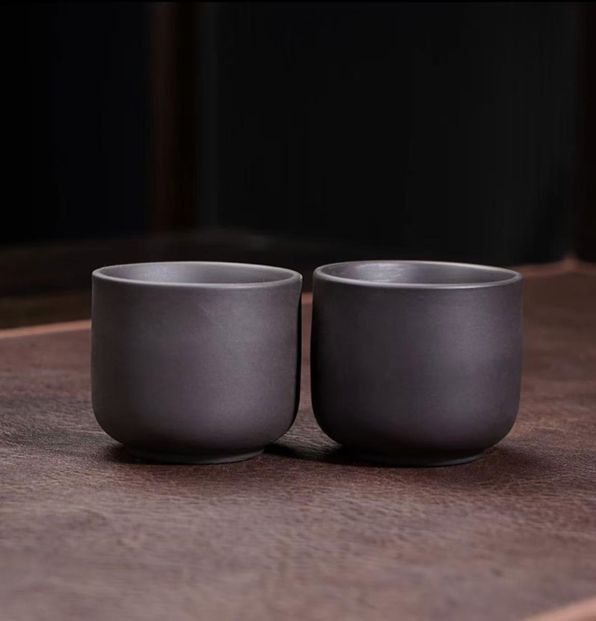 k紫砂光面直筒杯两个