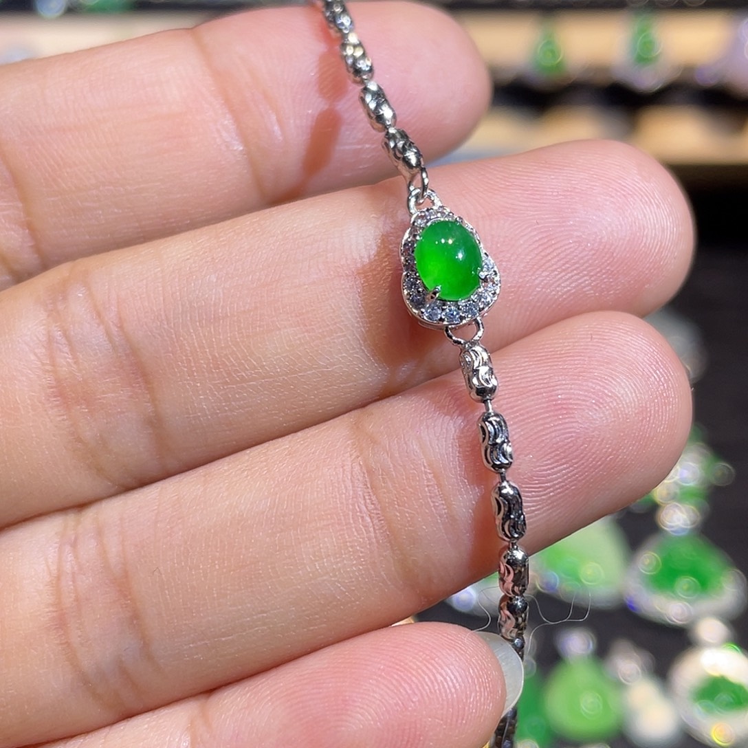 翡翠银S925镶嵌手链