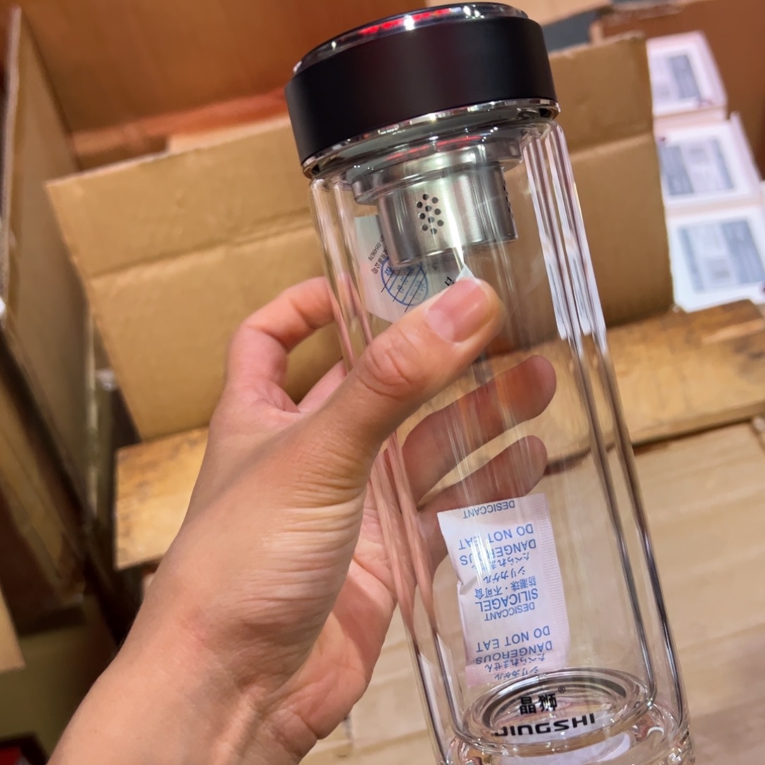 晶双层玻璃杯370玻璃杯哑光黑色