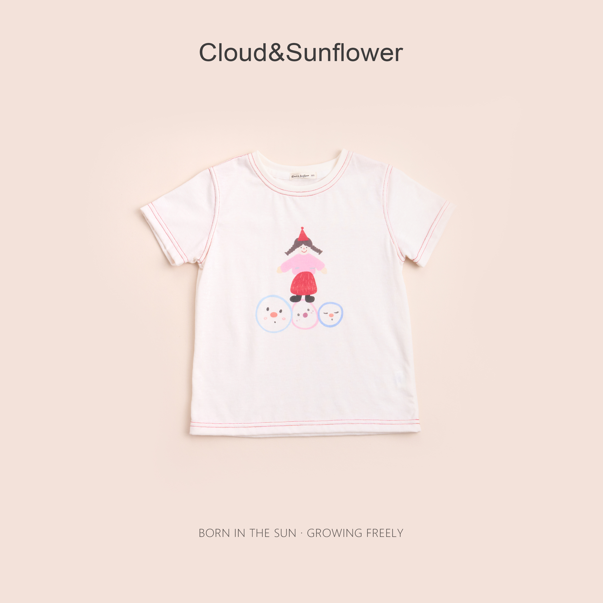 【云朵小葵】女童夏季小女孩圈圈红线圆领T恤252737