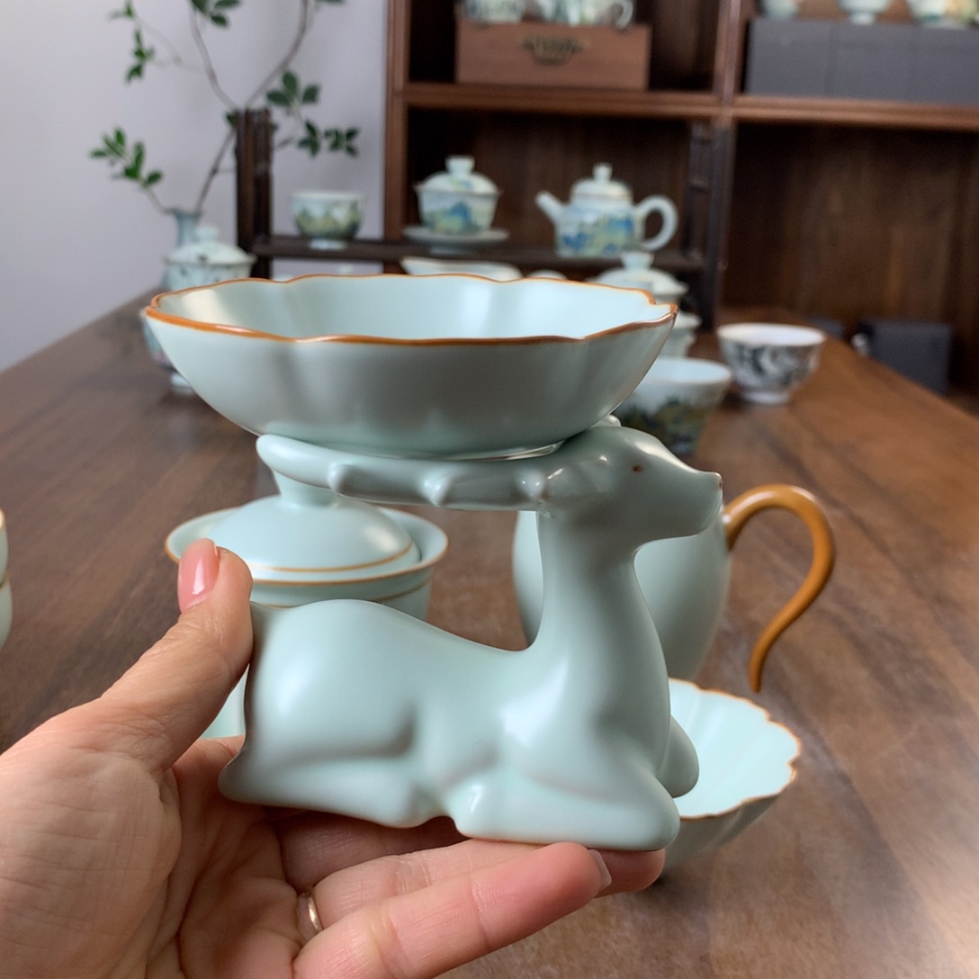 玉****）仙南汝窑天青一路生花茶漏