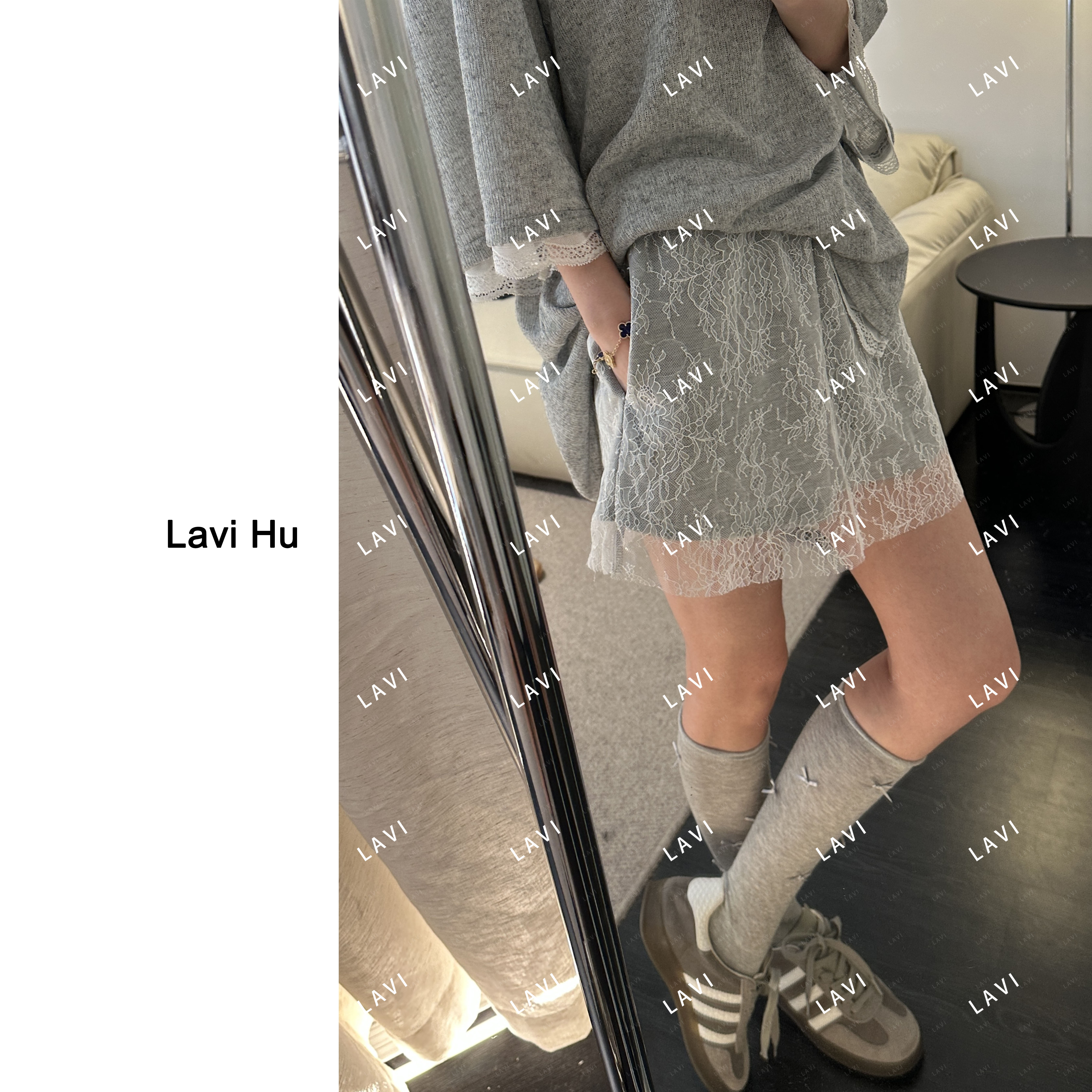 霜华 时尚百搭蕾丝重工休闲半身裙86138