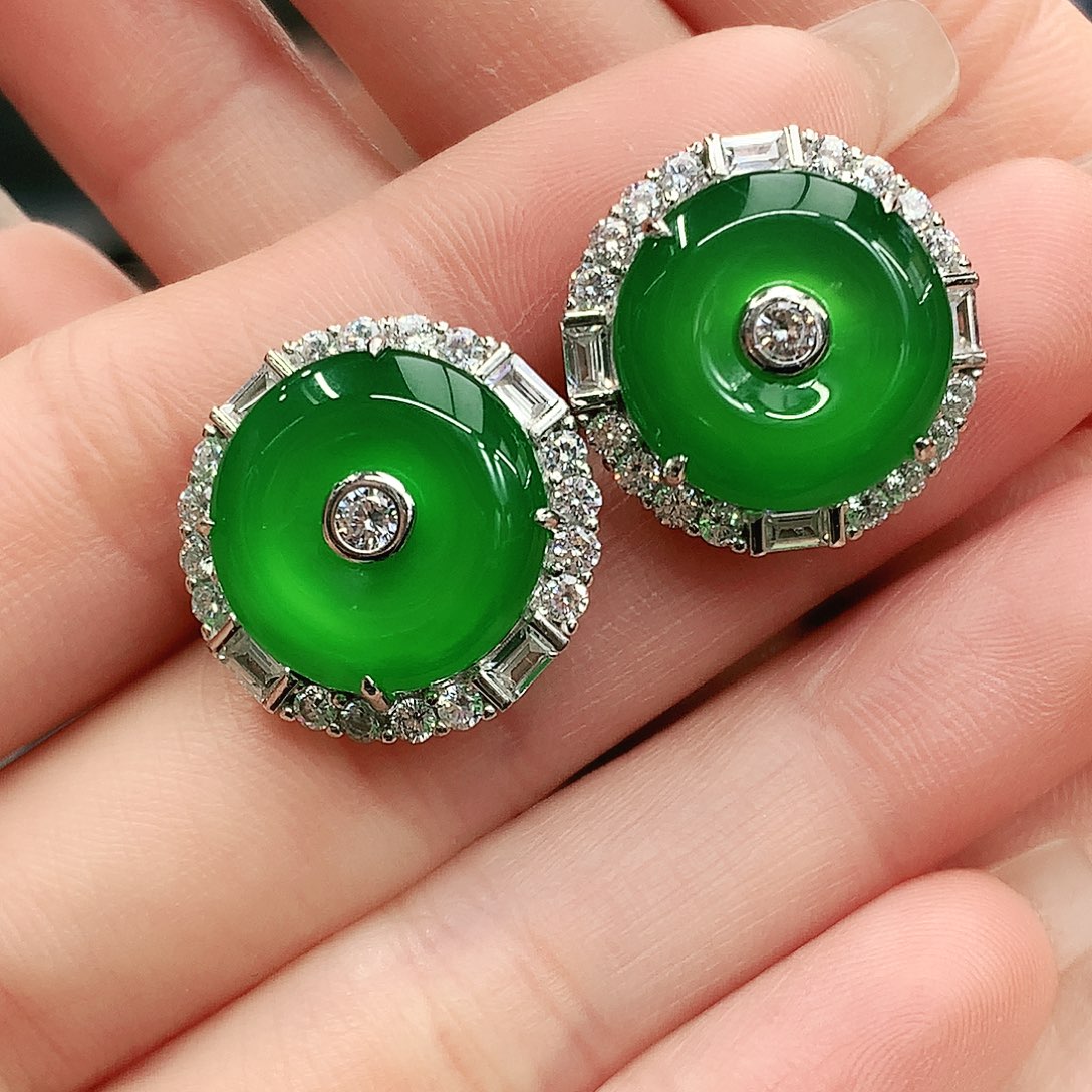 银S925镶嵌耳钉玛瑙/玉髓