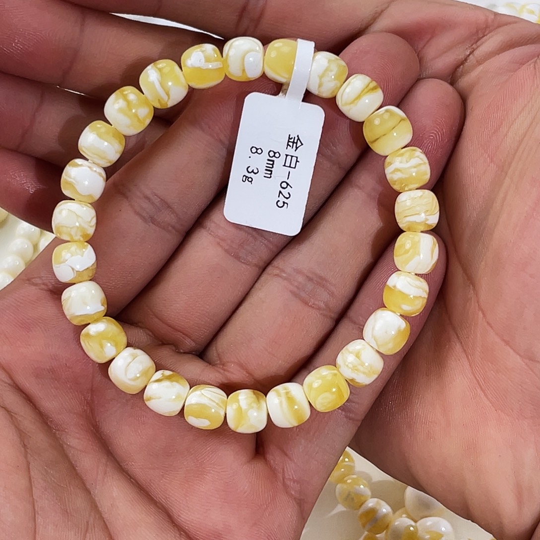 琥珀未镶嵌手链金瓷白8m