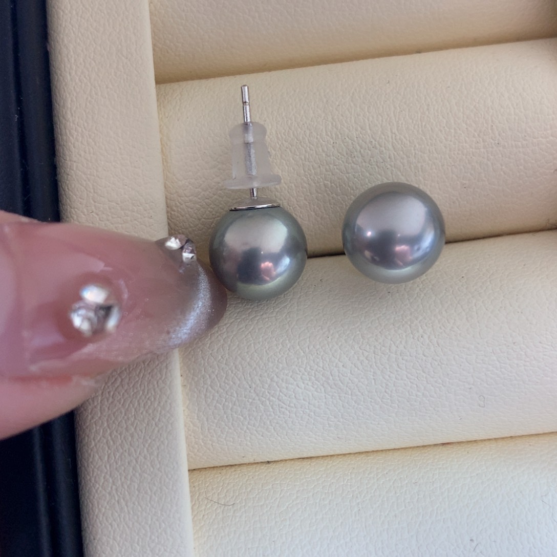 海水珍珠耳饰银S925镶嵌