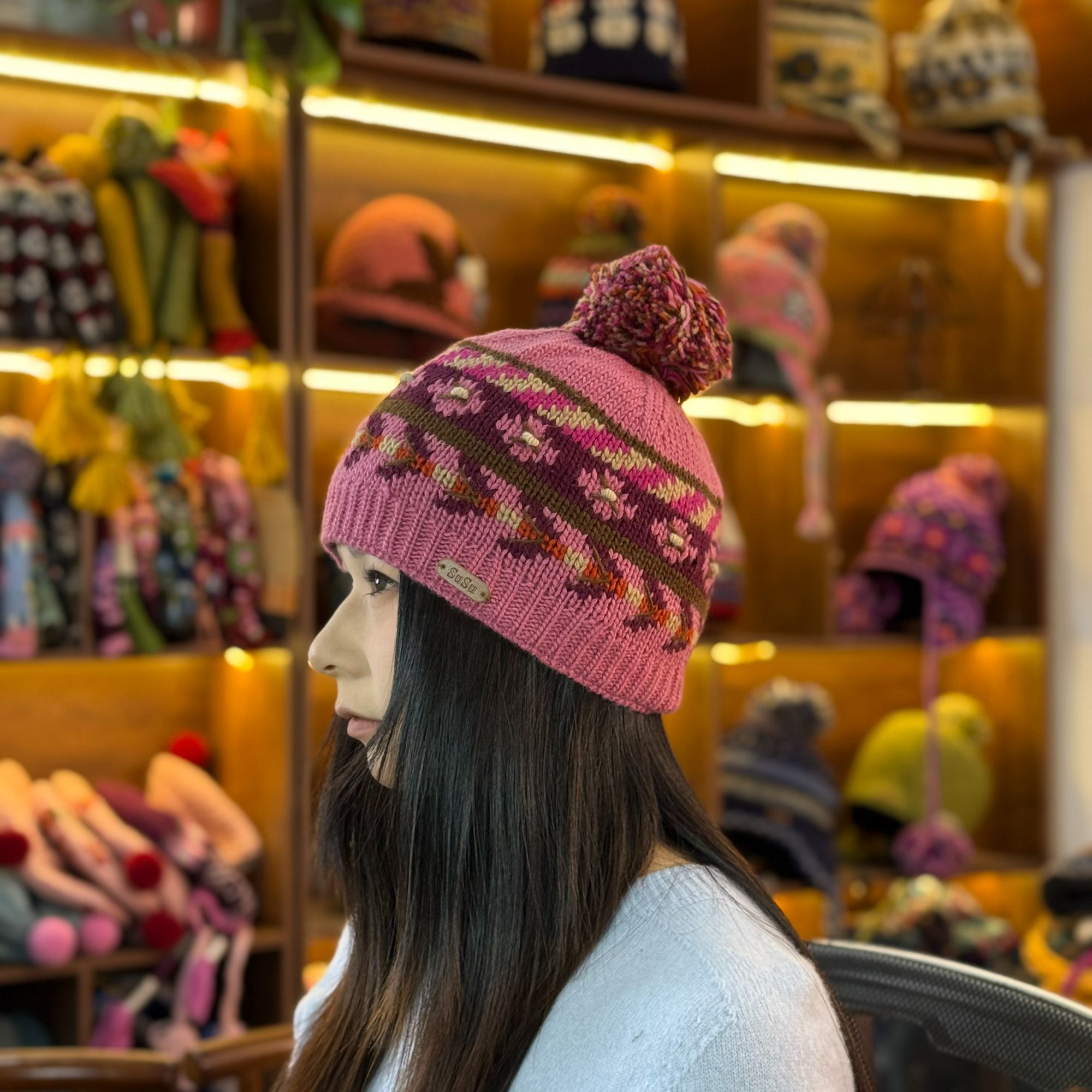 保暖秋冬季秋冬民族冬天手工羊毛针织无檐公主高级帽子冷帽女秋冬