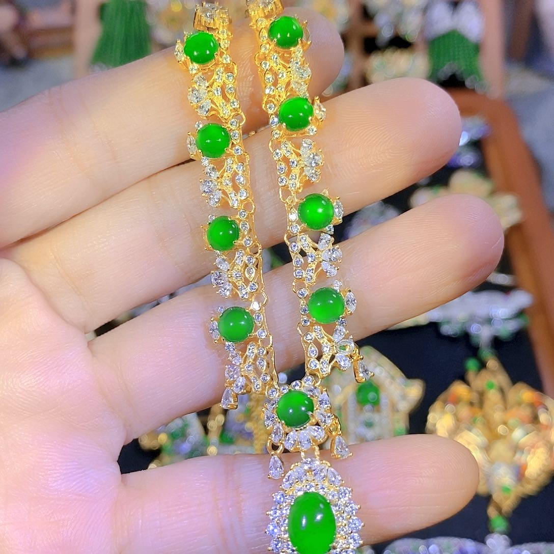 吊坠(不含链)银S925镶嵌翡翠