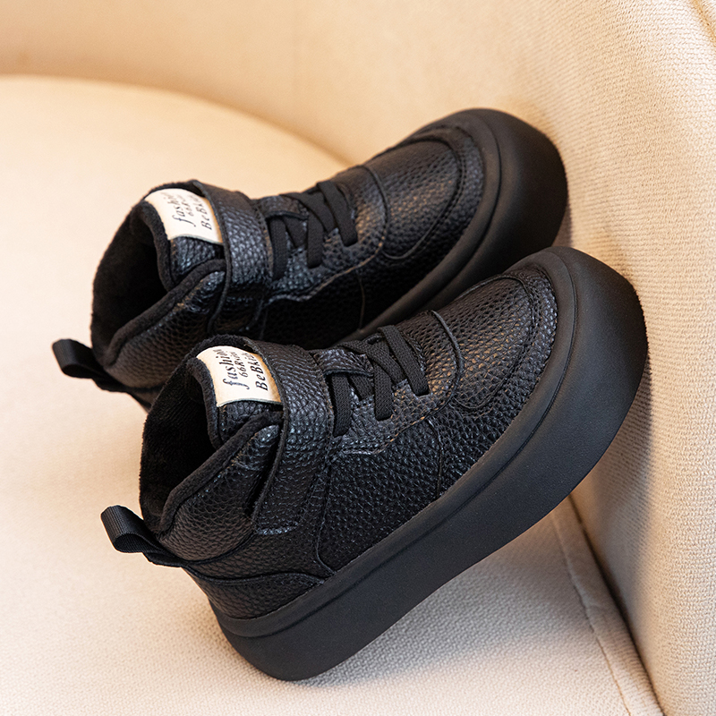 2025冬季休闲风童鞋男童马丁靴防滑运动风女童真皮雪地靴宝宝鞋子