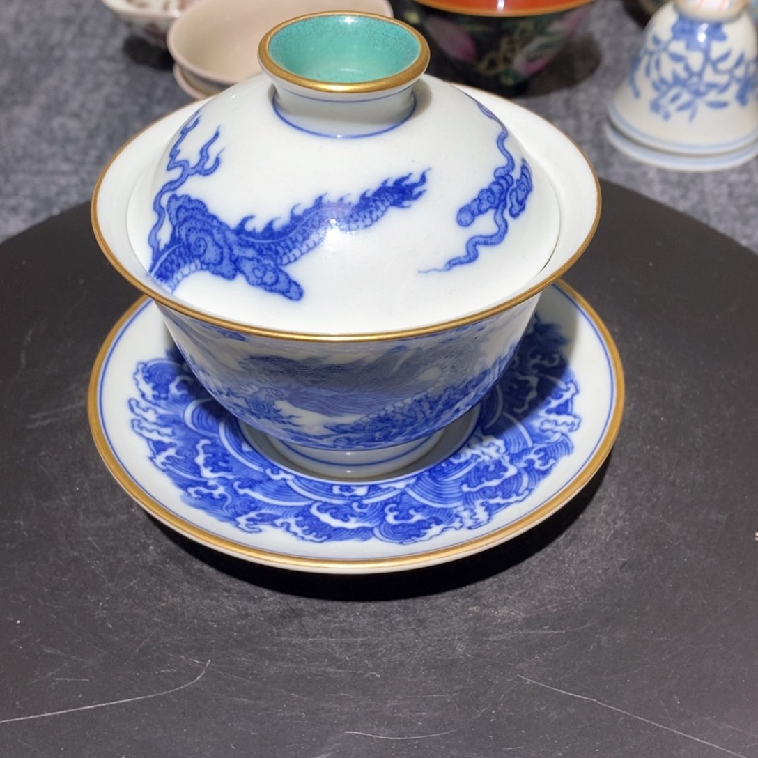 喜乐青花三才盖碗