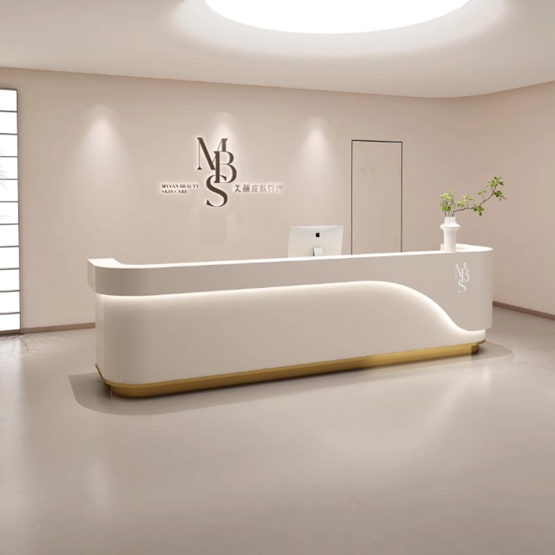 美容院前台简约现代服装店美发店吧台收银台医美公司接待柜台烤漆
